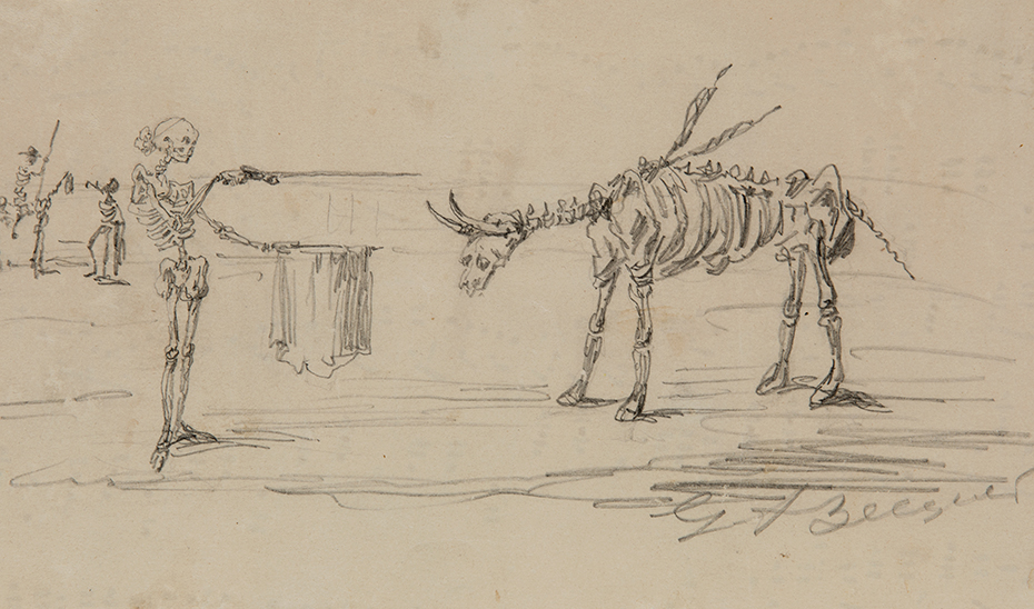 Dibujo humor&iacute;stico de Gustavo Adolfo B&eacute;cquer. Cortes&iacute;a de Ansorena.